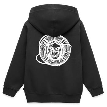 Rettungsring mit Totenkopf Bademeister Gesicht - Kinder Premium Organic Zip Hoodie - Schwarz - Hinten - AI Model Kid Male (0cm)
