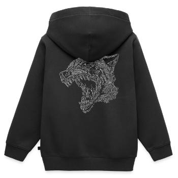 Effrayant Vintage Halloween Wolf Portrait - Sweat Premium à capuche zippé enfant bio - noir - Dos - AI Model Kid Male (0cm)