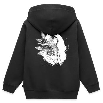Astronaut in Unendlichkeit mit Blumen - Kinder Premium Organic Zip Hoodie - Schwarz - Hinten - AI Model Kid Male (0cm)
