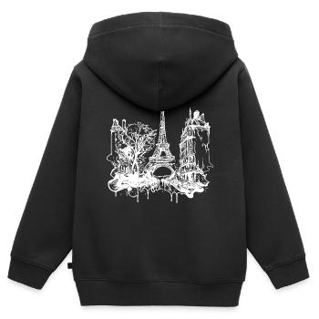 France Capitale Paris Tourisme - Sweat Premium à capuche zippé enfant bio - noir - Dos - AI Model Kid Male (0cm)