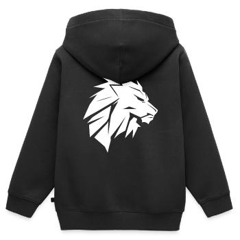 Stylisher Löwenkopf mit Mähne - Kinder Premium Organic Zip Hoodie - Schwarz - Hinten - AI Model Kid Male (0cm)