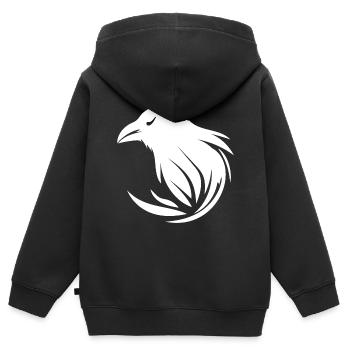 Corbeau intelligent - Sweat Premium à capuche zippé enfant bio - noir - Dos - AI Model Kid Male (0cm)