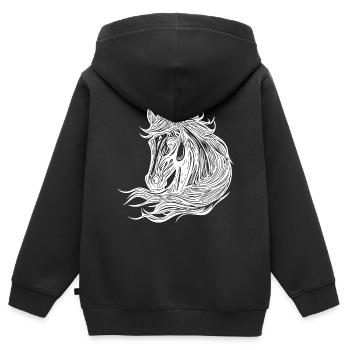 Hübsche Stuten Porträt mit Mähne im Wind - Kinder Premium Organic Zip Hoodie - Schwarz - Hinten - AI Model Kid Male (0cm)