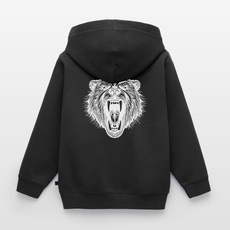Angry bear's head with sharp teeth Kids Premium Organic Zip-up Hoodie