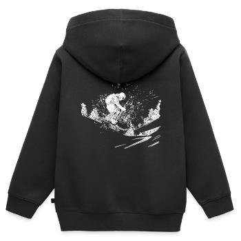 Skifahrer Offroad Outdoor Pulverschnee Style - Kinder Premium Organic Zip Hoodie - Schwarz - Hinten - AI Model Kid Male (0cm)