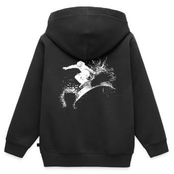 Pulverschnee Jump Style Move Krasses Snowboard - Kinder Premium Organic Zip Hoodie - Schwarz - Hinten - AI Model Kid Male (0cm)