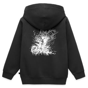 Bikerin Splash Style Geländefahrt - Kinder Premium Organic Zip Hoodie - Schwarz - Hinten - AI Model Kid Male (0cm)