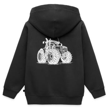 Schwere Landmaschine Feld Motor Schlepper - Kinder Premium Organic Zip Hoodie - Schwarz - Hinten - AI Model Kid Male (0cm)