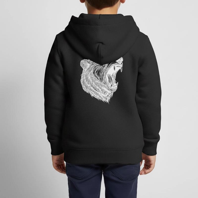 Wild bear head with sharp teeth Kids Premium Organic Zip-up Hoodie