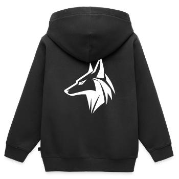 Noble Wolf Head Portrait Style de tatouage - Sweat Premium à capuche zippé enfant bio - noir - Dos - AI Model Kid Male (0cm)