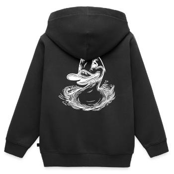 Canard nageur avec un grand bec - Sweat Premium à capuche zippé enfant bio - noir - Dos - AI Model Kid Male (0cm)