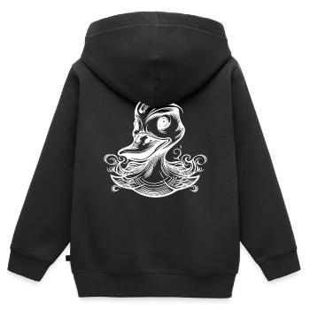 Drôle de canard avec un gros bec - Sweat Premium à capuche zippé enfant bio - noir - Dos - AI Model Kid Male (0cm)