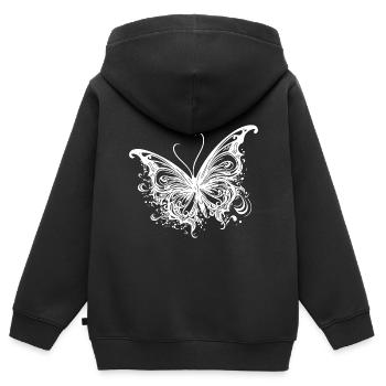 Pretty Tattoo Kids Lines Style Butterfly - Sweat Premium à capuche zippé enfant bio - noir - Dos - AI Model Kid Male (0cm)