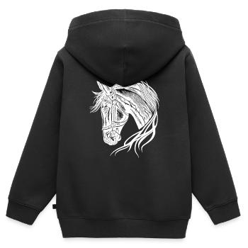 Beautiful stallion with elegant waving mane - Kids Premium Organic Zip-up Hoodie - black - Back - AI Model Kid Male (0cm)
