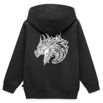 Dragon sifflant en robe à écailles de tatouage - Sweat Premium à capuche zippé enfant bio - noir - Dos - AI Model Kid Male (0cm)