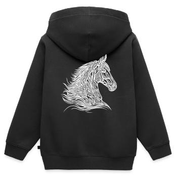 Elegant stallion with beautiful tattoo mane - Kids Premium Organic Zip-up Hoodie - black - Back - AI Model Kid Male (0cm)