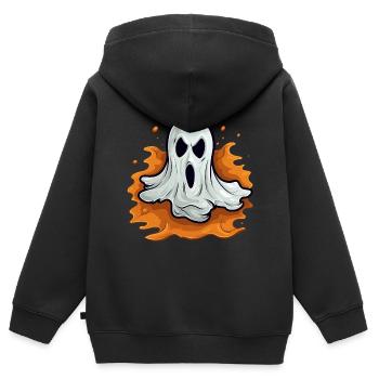 Unheimlicher Geist mit gruseligem Gesicht - Kinder Premium Organic Zip Hoodie - Schwarz - Hinten - AI Model Kid Male (0cm)