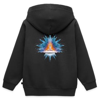 Yoga, Spiritualité, Liberté et Relaxation - Sweat Premium à capuche zippé enfant bio - noir - Dos - AI Model Kid Male (0cm)