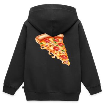 Lustiger Pizzaflüsterer Feinschmecker Pizzastück - Kinder Premium Organic Zip Hoodie - Schwarz - Hinten - AI Model Kid Male (0cm)