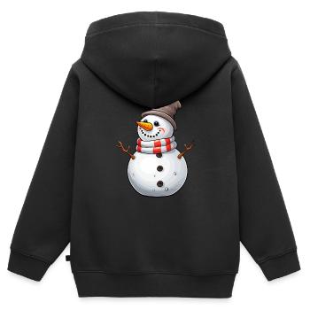 Schneemann mit Zylinder und Schal - Kinder Premium Organic Zip Hoodie - Schwarz - Hinten - AI Model Kid Male (0cm)