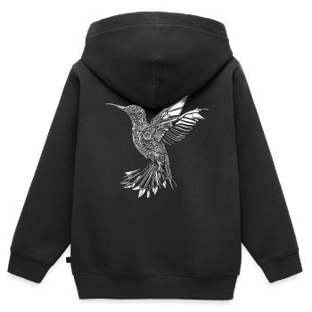 Geometrischer Kolibri im Flug - Kinder Premium Organic Zip Hoodie - Schwarz - Hinten - AI Model Kid Male (0cm)