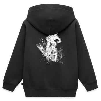 Schlamm Mountainbiker Outdoor Abfahrt - Kinder Premium Organic Zip Hoodie - Schwarz - Hinten - AI Model Kid Male (0cm)