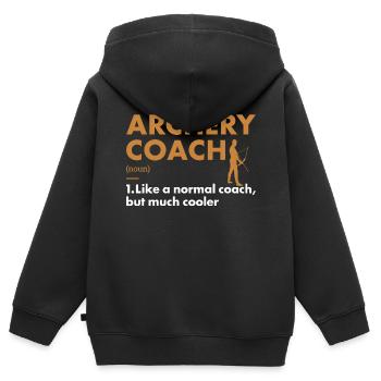Entraîneur sportif Tir à l’arc - Sweat Premium à capuche zippé enfant bio - noir - Dos - AI Model Kid Male (0cm)