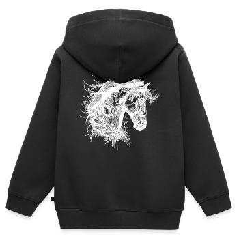 Elegant stallion with mane in flowers tattoo - Kids Premium Organic Zip-up Hoodie - black - Back - AI Model Kid Male (0cm)