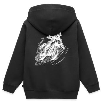 Moto tout-terrain course de pilote tout-terrain - Sweat Premium à capuche zippé enfant bio - noir - Dos - AI Model Kid Male (0cm)