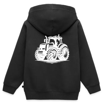 Tracteurs robustes pour les machines agricoles de tracteur Biofarmer - Sweat Premium à capuche zippé enfant bio - noir - Dos - AI Model Kid Male (0cm)