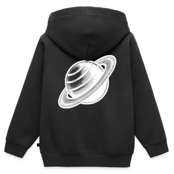 Planète aux anneaux Saturne avec système d’anneaux dans le système solaire - Sweat Premium à capuche zippé enfant bio - noir - Dos - AI Model Kid Male (0cm)