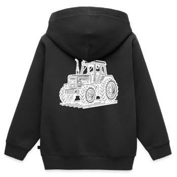Tracteur d’hectare de machines agricoles Tracteur de terrain - Sweat Premium à capuche zippé enfant bio - noir - Dos - AI Model Kid Male (0cm)