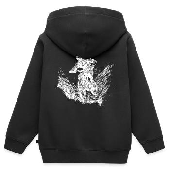 Mountainbiker Radfahrer Schlamm Wald Abfahrt - Kinder Premium Organic Zip Hoodie - Schwarz - Hinten - AI Model Kid Male (0cm)