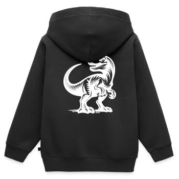 Mignon petit enfant Raptor dinosaure - Sweat Premium à capuche zippé enfant bio - noir - Dos - AI Model Kid Male (0cm)