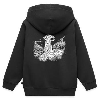 Ascension solitaire en VTT - Sweat Premium à capuche zippé enfant bio - noir - Dos - AI Model Kid Male (0cm)