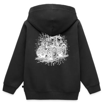 Traktor Splash Design mit Feld Schlepper - Kinder Premium Organic Zip Hoodie - Schwarz - Hinten - AI Model Kid Male (0cm)