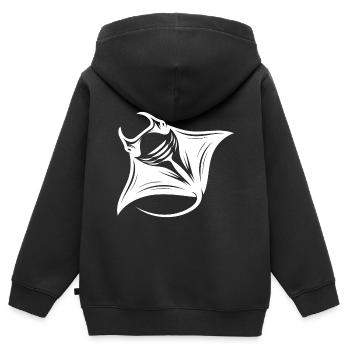 Eleganter riesiger Mantarochen im Flug - Kinder Premium Organic Zip Hoodie - Schwarz - Hinten - AI Model Kid Male (0cm)