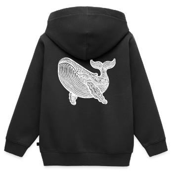 Grande baleine plongeuse Vintage créature de mer - Sweat Premium à capuche zippé enfant bio - noir - Dos - AI Model Kid Male (0cm)