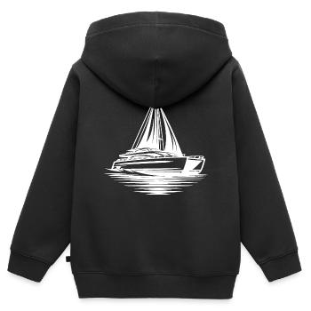 Schickes Doppelrumpf Segelboot Katamaran Segler - Kinder Premium Organic Zip Hoodie - Schwarz - Hinten - AI Model Kid Male (0cm)