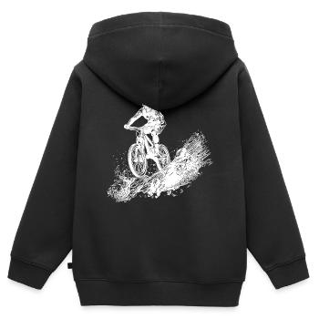 Radfahrer Schlamm Berg Abfahrt - Kinder Premium Organic Zip Hoodie - Schwarz - Hinten - AI Model Kid Male (0cm)