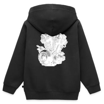 Moteur de cylindre de ventilateur de cylindre de bloc moteur de moto - Sweat Premium à capuche zippé enfant bio - noir - Dos - AI Model Kid Male (0cm)
