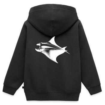Riesiger eleganter Mantarochen im Unterwasser Flug - Kinder Premium Organic Zip Hoodie - Schwarz - Hinten - AI Model Kid Male (0cm)