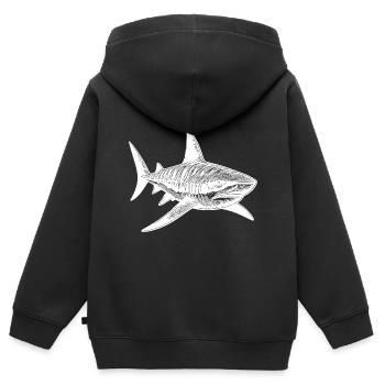 Großer Vintage Tigerhai Hai Lieblingstier - Kinder Premium Organic Zip Hoodie - Schwarz - Hinten - AI Model Kid Male (0cm)