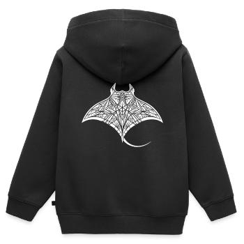 Riesiger tribal Mantarochen im Unterwasser Flug - Kinder Premium Organic Zip Hoodie - Schwarz - Hinten - AI Model Kid Male (0cm)