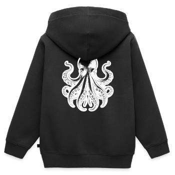 Large fierce octopus with eight arms - Kids Premium Organic Zip-up Hoodie - black - Back - AI Model Kid Male (0cm)