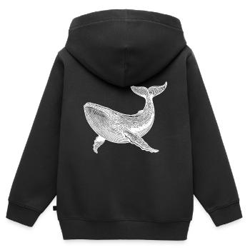 Vintage Whale Huge Floating Sea Creature - Kids Premium Organic Zip-up Hoodie - black - Back - AI Model Kid Male (0cm)