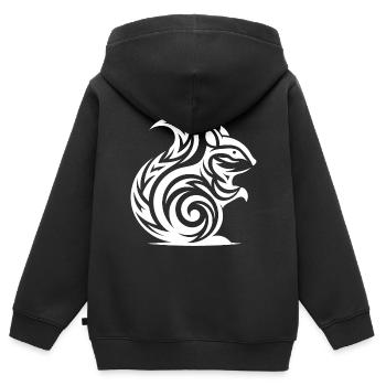 Süsses kleines Baby Eichhörnchen in Tattoo Style - Kinder Premium Organic Zip Hoodie - Schwarz - Hinten - AI Model Kid Male (0cm)