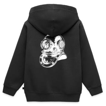 Historischer Antiker Taucherhelm - Kinder Premium Organic Zip Hoodie - Schwarz - Hinten - AI Model Kid Male (0cm)
