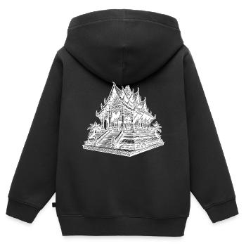 Exotique Jolie Thaïlande Temple - Sweat Premium à capuche zippé enfant bio - noir - Dos - AI Model Kid Male (0cm)