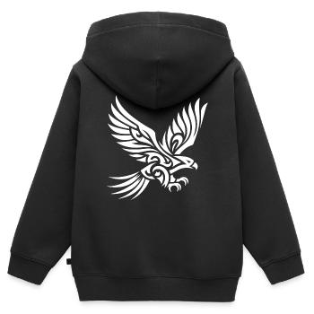 Élégant bel aigle sur d’énormes ailes - Sweat Premium à capuche zippé enfant bio - noir - Dos - AI Model Kid Male (0cm)